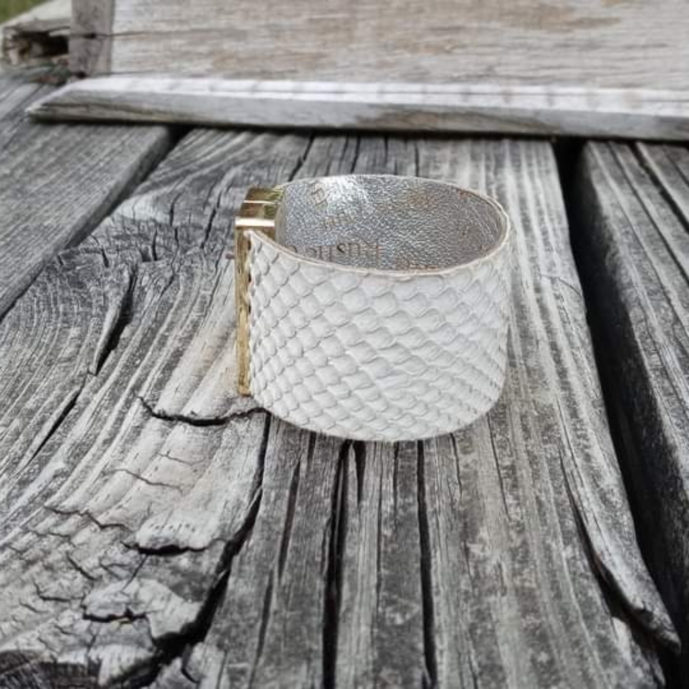 Rustic Cuff Vintage Attraction White Python With … - image 6